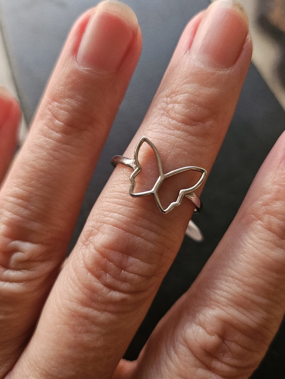Silver Butterfly Outline Ring